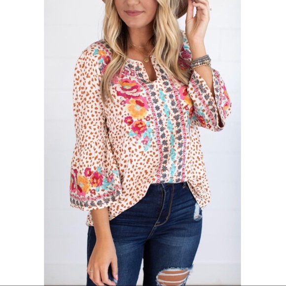 Embroidered Animal Print Top - Picture 5 of 6